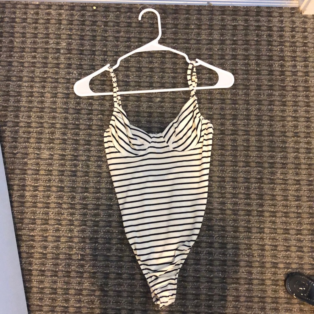 Black and white striped bodysuit